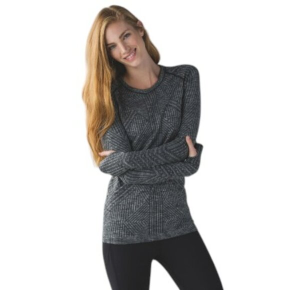 Lululemon Rest Less Pullover Heathered Black Long Sleeve Size; 6 - Picture 1 of 8